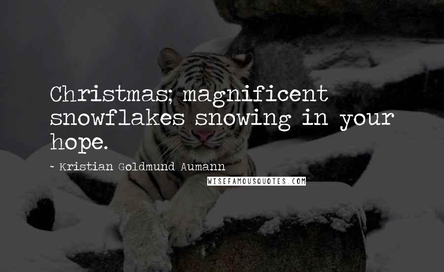 Kristian Goldmund Aumann Quotes: Christmas; magnificent snowflakes snowing in your hope.