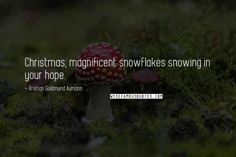 Kristian Goldmund Aumann Quotes: Christmas; magnificent snowflakes snowing in your hope.