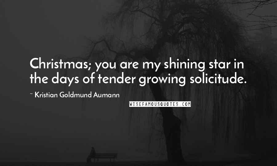 Kristian Goldmund Aumann Quotes: Christmas; you are my shining star in the days of tender growing solicitude.