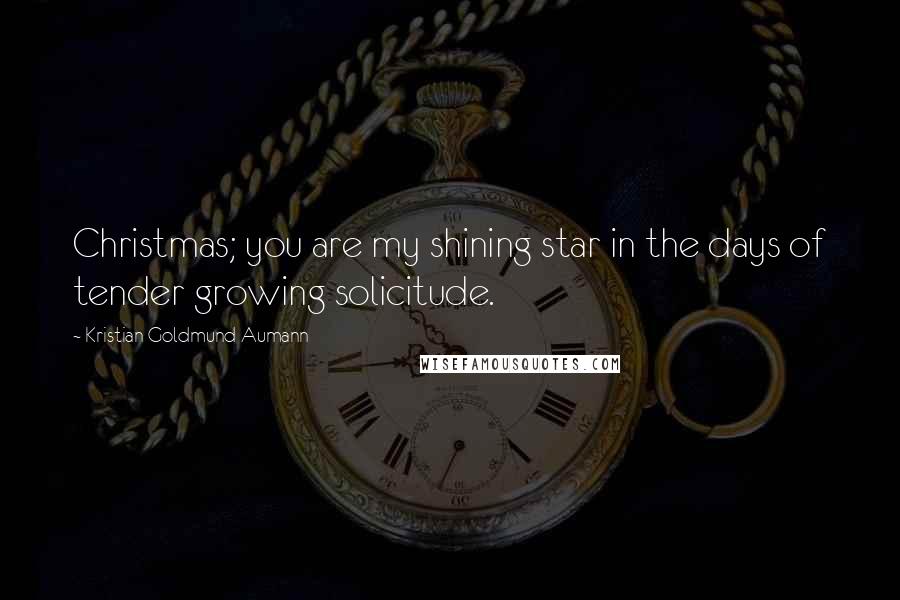 Kristian Goldmund Aumann Quotes: Christmas; you are my shining star in the days of tender growing solicitude.