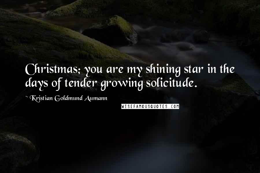 Kristian Goldmund Aumann Quotes: Christmas; you are my shining star in the days of tender growing solicitude.