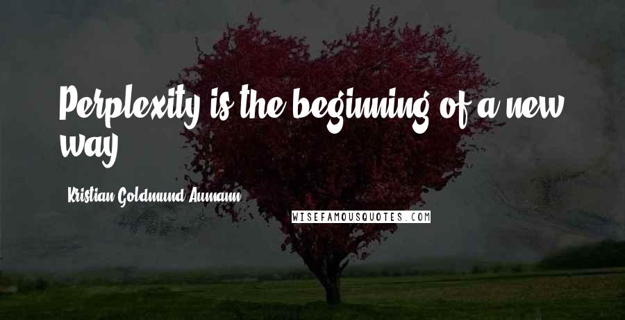 Kristian Goldmund Aumann Quotes: Perplexity is the beginning of a new way.