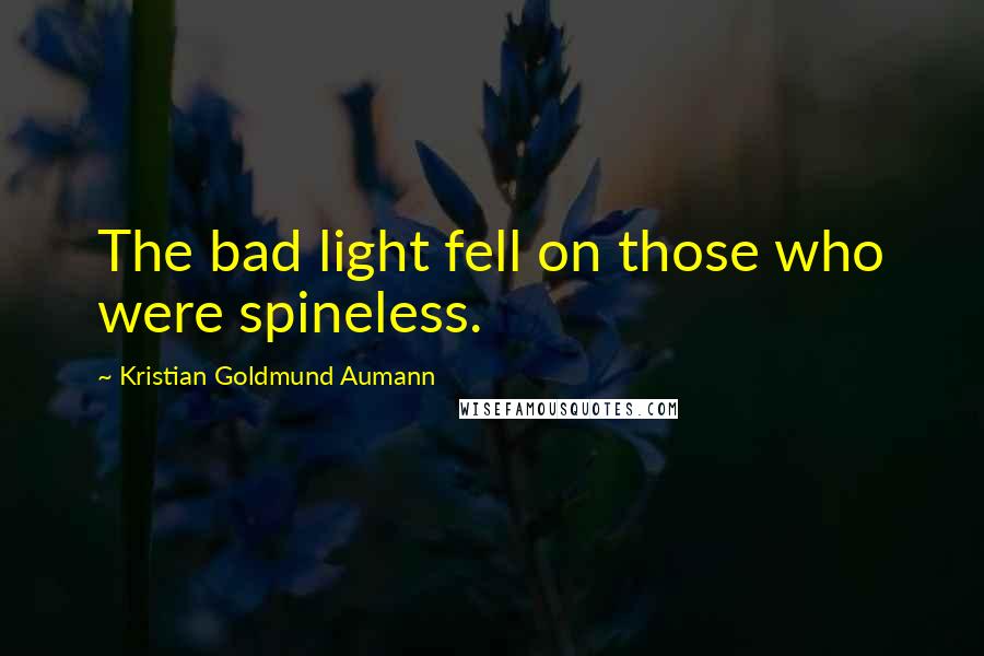 Kristian Goldmund Aumann Quotes: The bad light fell on those who were spineless.