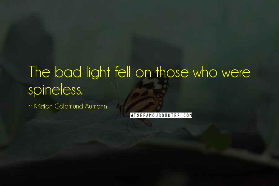 Kristian Goldmund Aumann Quotes: The bad light fell on those who were spineless.