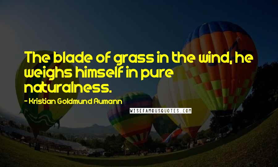 Kristian Goldmund Aumann Quotes: The blade of grass in the wind, he weighs himself in pure naturalness.