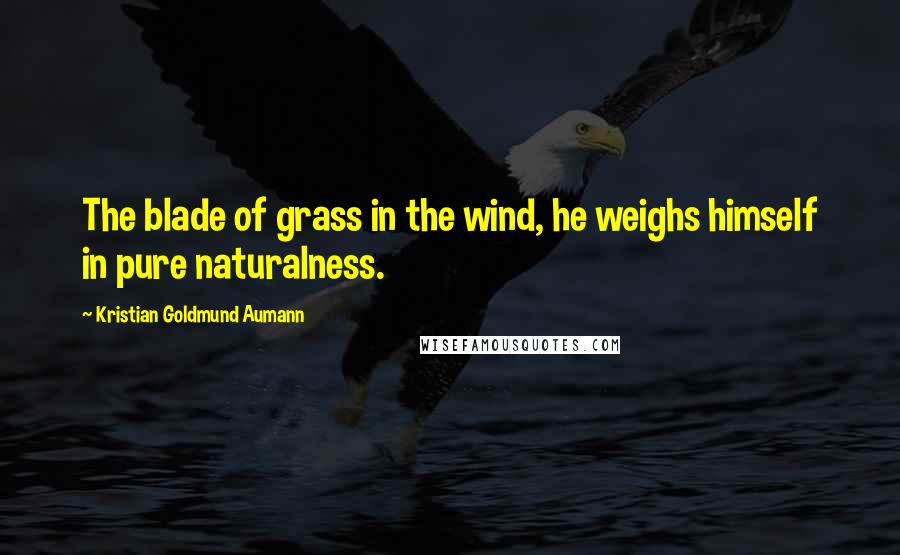 Kristian Goldmund Aumann Quotes: The blade of grass in the wind, he weighs himself in pure naturalness.