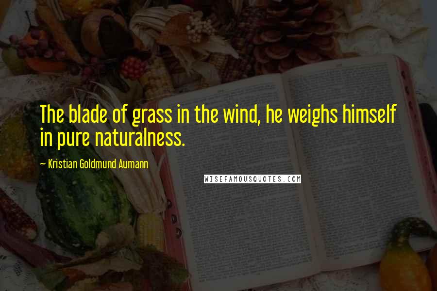 Kristian Goldmund Aumann Quotes: The blade of grass in the wind, he weighs himself in pure naturalness.