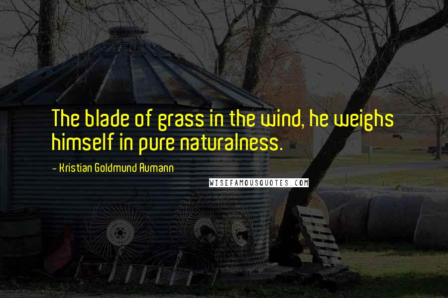 Kristian Goldmund Aumann Quotes: The blade of grass in the wind, he weighs himself in pure naturalness.