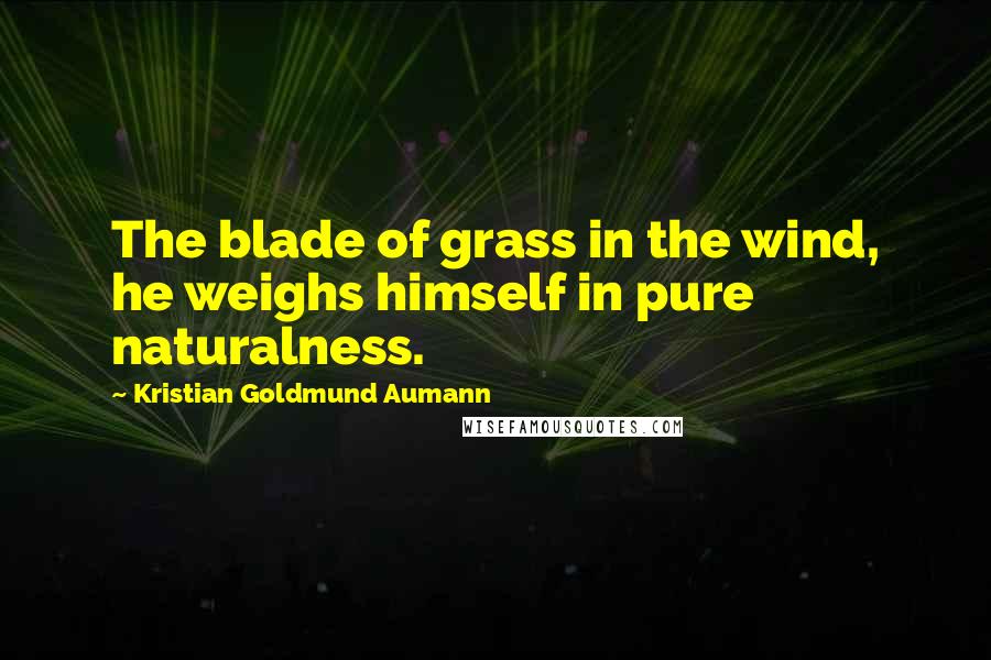 Kristian Goldmund Aumann Quotes: The blade of grass in the wind, he weighs himself in pure naturalness.