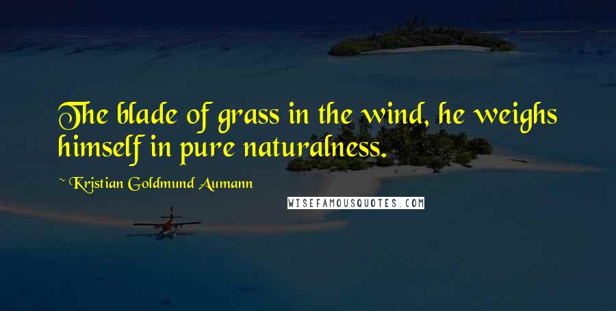 Kristian Goldmund Aumann Quotes: The blade of grass in the wind, he weighs himself in pure naturalness.