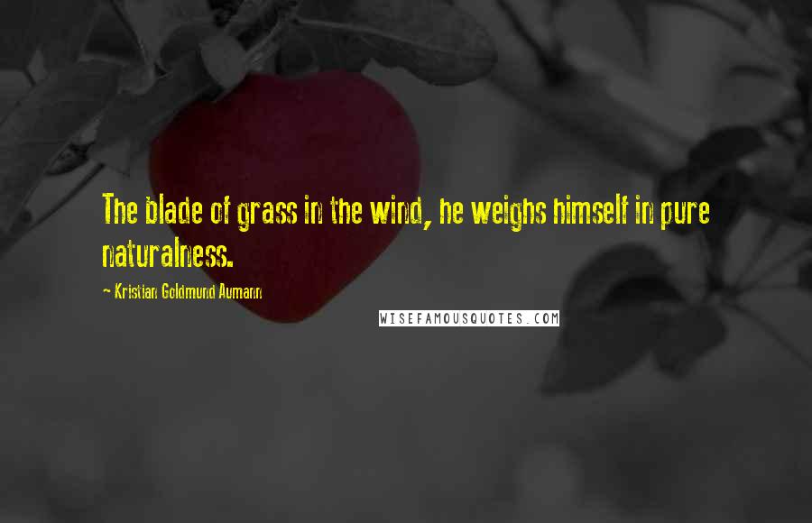 Kristian Goldmund Aumann Quotes: The blade of grass in the wind, he weighs himself in pure naturalness.