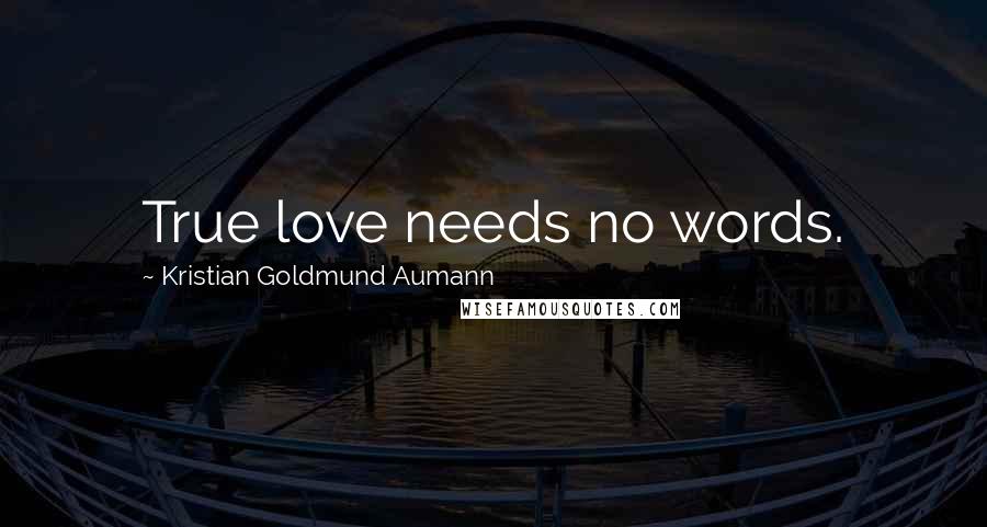 Kristian Goldmund Aumann Quotes: True love needs no words.