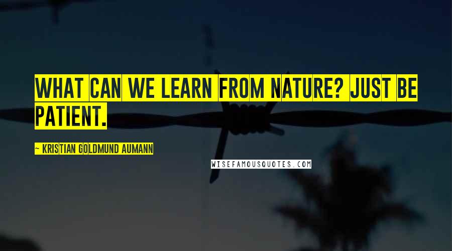 Kristian Goldmund Aumann Quotes: What can we learn from nature? Just be patient.