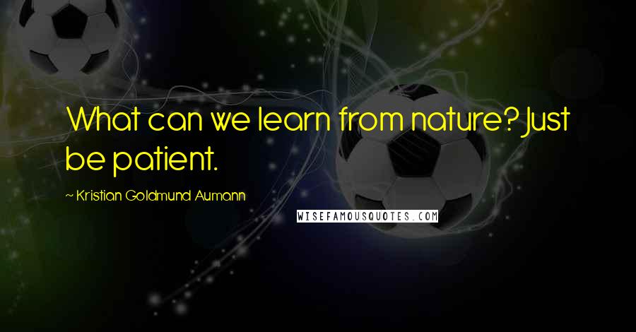 Kristian Goldmund Aumann Quotes: What can we learn from nature? Just be patient.
