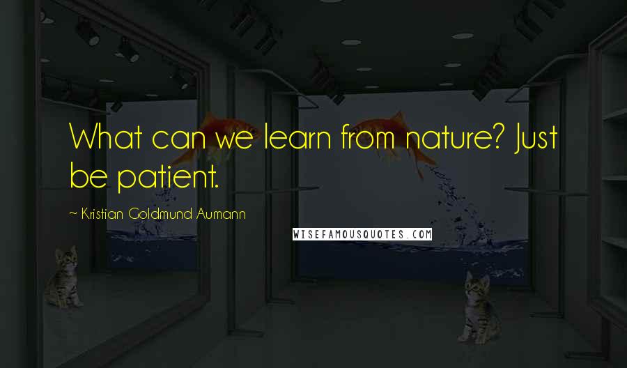 Kristian Goldmund Aumann Quotes: What can we learn from nature? Just be patient.