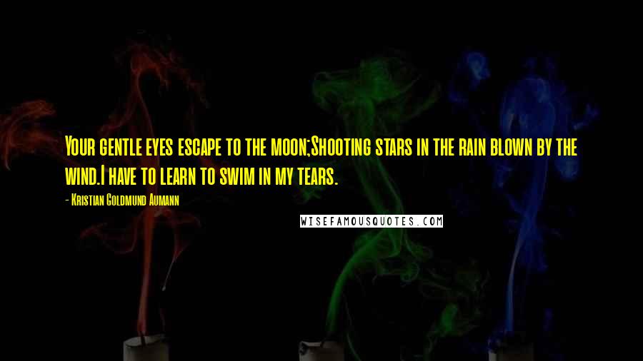 Kristian Goldmund Aumann Quotes: Your gentle eyes escape to the moon;Shooting stars in the rain blown by the wind.I have to learn to swim in my tears.