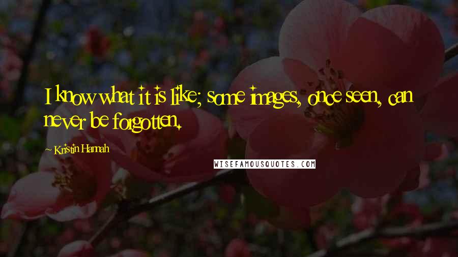Kristin Hannah Quotes: I know what it is like; some images, once seen, can never be forgotten.