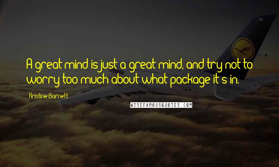 Kristine Barnett Quotes: A great mind is just a great mind, and try not to worry too much about what package it's in.