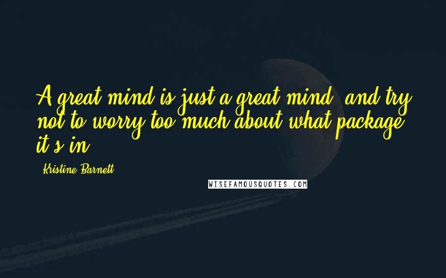 Kristine Barnett Quotes: A great mind is just a great mind, and try not to worry too much about what package it's in.