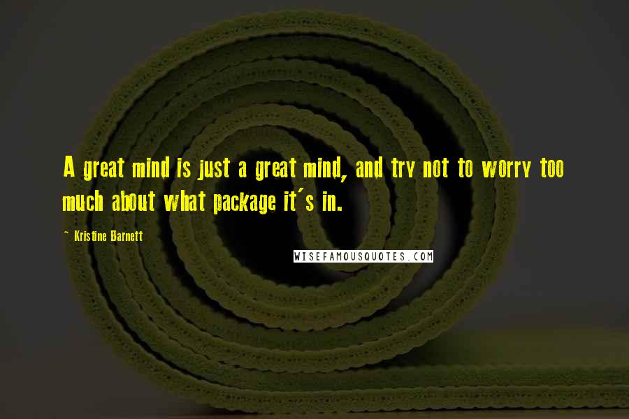 Kristine Barnett Quotes: A great mind is just a great mind, and try not to worry too much about what package it's in.