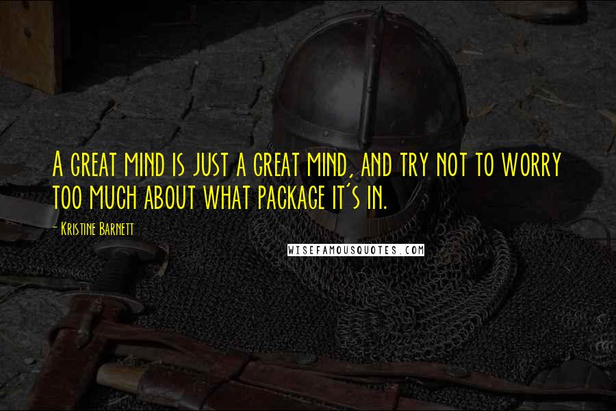 Kristine Barnett Quotes: A great mind is just a great mind, and try not to worry too much about what package it's in.