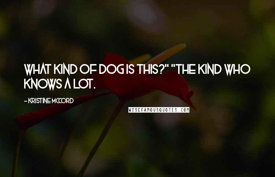 Kristine McCord Quotes: What kind of dog is this?" "The kind who knows a lot.