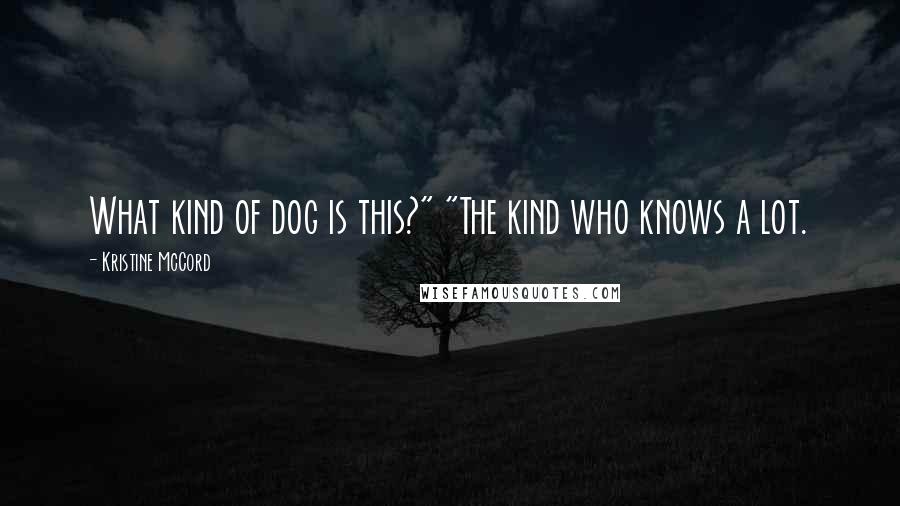 Kristine McCord Quotes: What kind of dog is this?" "The kind who knows a lot.