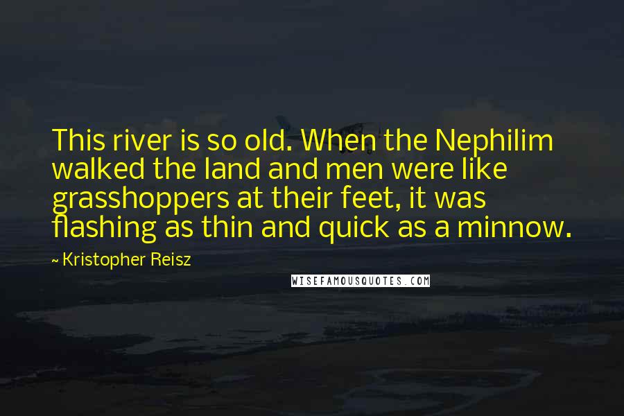 Kristopher Reisz Quotes: This river is so old. When the Nephilim walked the land and men were like grasshoppers at their feet, it was flashing as thin and quick as a minnow.