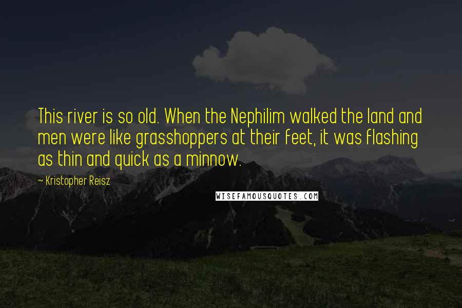 Kristopher Reisz Quotes: This river is so old. When the Nephilim walked the land and men were like grasshoppers at their feet, it was flashing as thin and quick as a minnow.