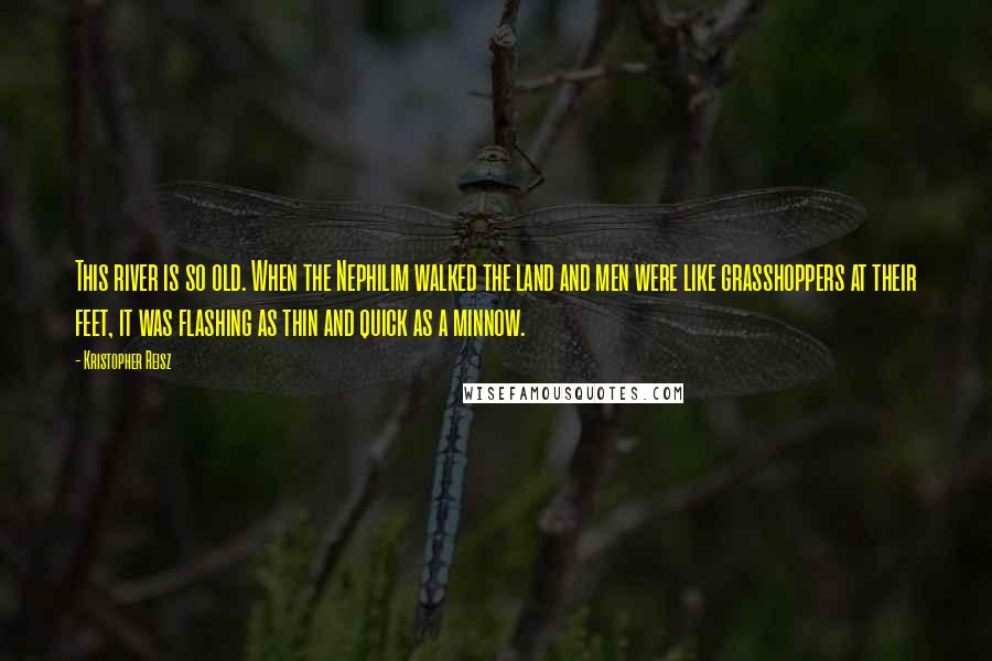 Kristopher Reisz Quotes: This river is so old. When the Nephilim walked the land and men were like grasshoppers at their feet, it was flashing as thin and quick as a minnow.