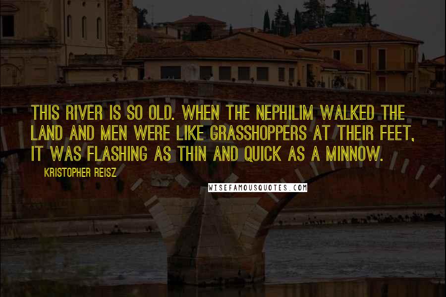 Kristopher Reisz Quotes: This river is so old. When the Nephilim walked the land and men were like grasshoppers at their feet, it was flashing as thin and quick as a minnow.