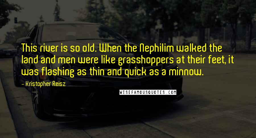 Kristopher Reisz Quotes: This river is so old. When the Nephilim walked the land and men were like grasshoppers at their feet, it was flashing as thin and quick as a minnow.