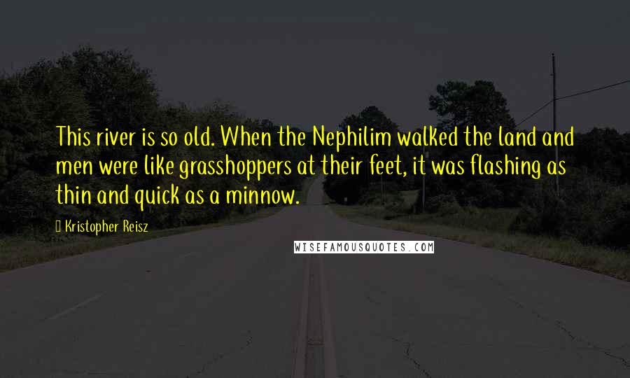 Kristopher Reisz Quotes: This river is so old. When the Nephilim walked the land and men were like grasshoppers at their feet, it was flashing as thin and quick as a minnow.