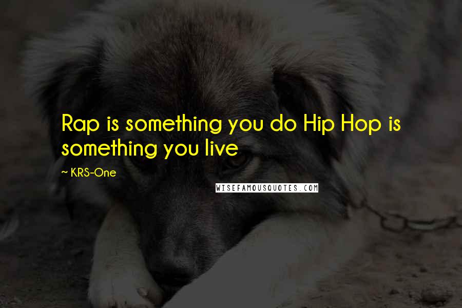 KRS-One Quotes: Rap is something you do Hip Hop is something you live