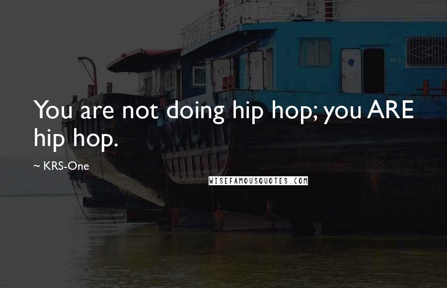 KRS-One Quotes: You are not doing hip hop; you ARE hip hop.