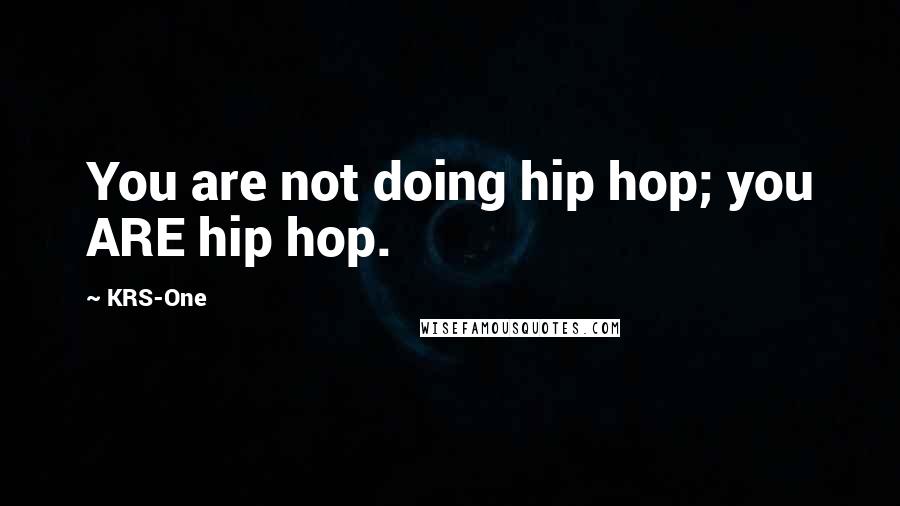 KRS-One Quotes: You are not doing hip hop; you ARE hip hop.