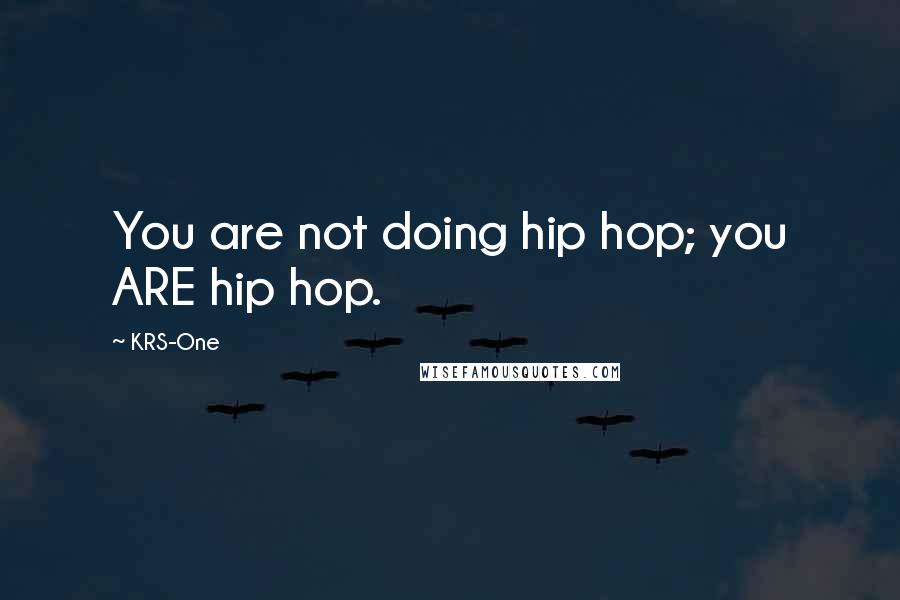 KRS-One Quotes: You are not doing hip hop; you ARE hip hop.