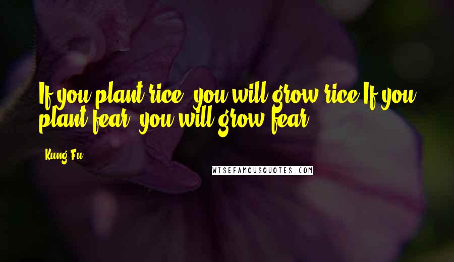 Kung Fu Quotes: If you plant rice, you will grow rice.If you plant fear, you will grow fear.