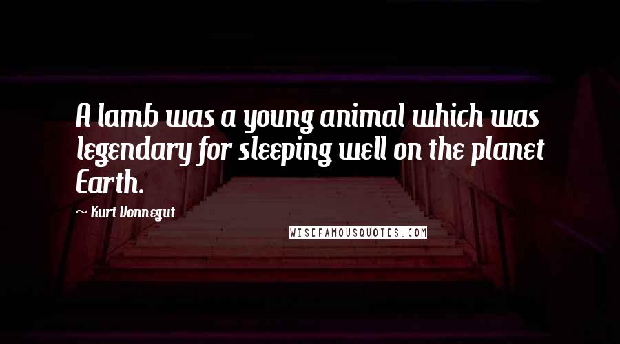 Kurt Vonnegut Quotes: A lamb was a young animal which was legendary for sleeping well on the planet Earth.