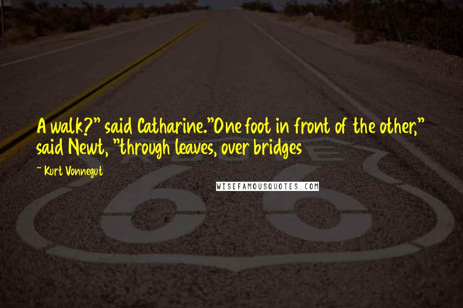 Kurt Vonnegut Quotes: A walk?" said Catharine."One foot in front of the other," said Newt, "through leaves, over bridges