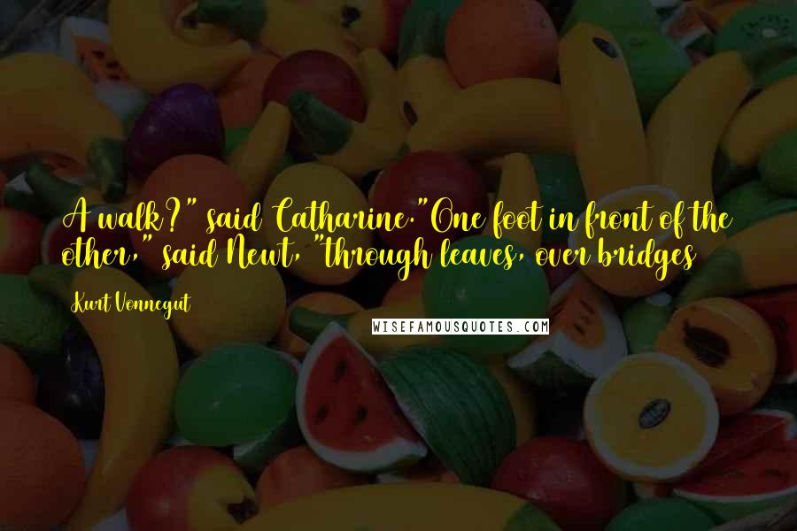 Kurt Vonnegut Quotes: A walk?" said Catharine."One foot in front of the other," said Newt, "through leaves, over bridges