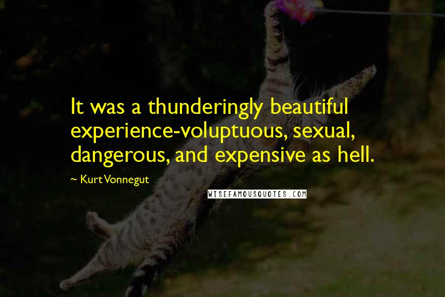 Kurt Vonnegut Quotes: It was a thunderingly beautiful experience-voluptuous, sexual, dangerous, and expensive as hell.