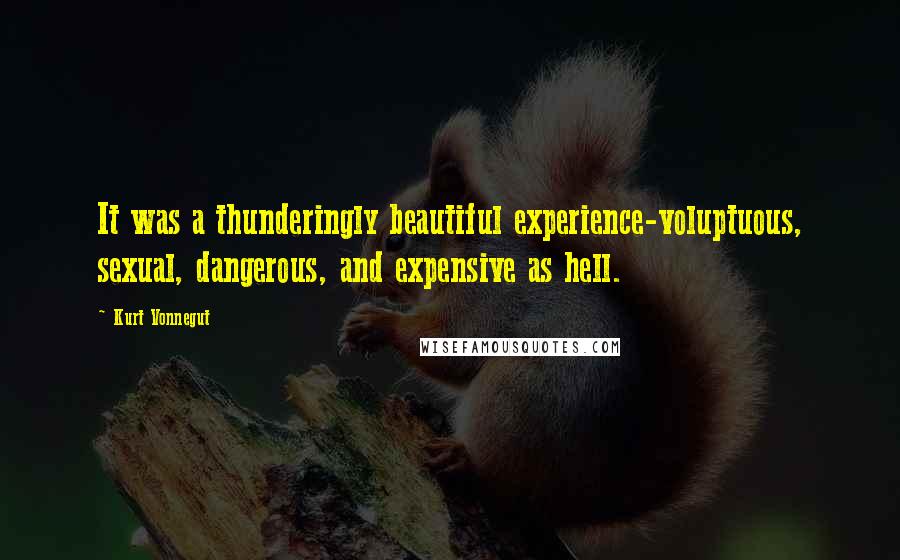 Kurt Vonnegut Quotes: It was a thunderingly beautiful experience-voluptuous, sexual, dangerous, and expensive as hell.