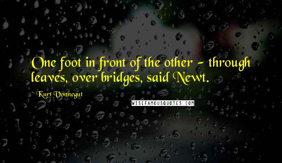 Kurt Vonnegut Quotes: One foot in front of the other - through leaves, over bridges, said Newt.