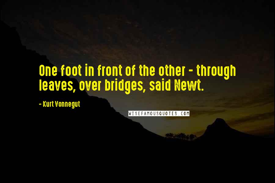 Kurt Vonnegut Quotes: One foot in front of the other - through leaves, over bridges, said Newt.