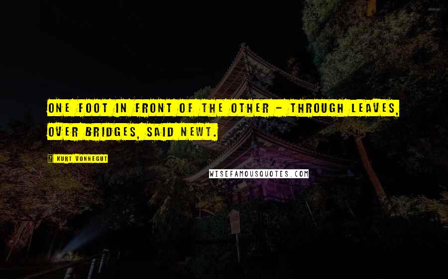 Kurt Vonnegut Quotes: One foot in front of the other - through leaves, over bridges, said Newt.