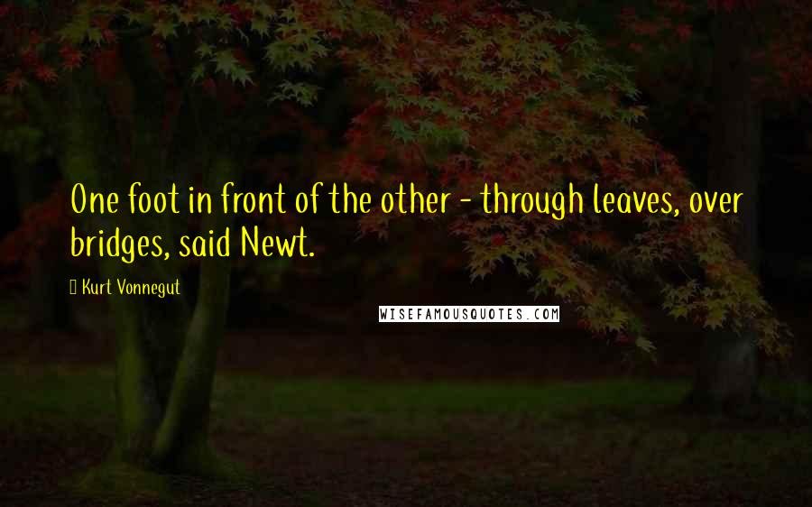 Kurt Vonnegut Quotes: One foot in front of the other - through leaves, over bridges, said Newt.