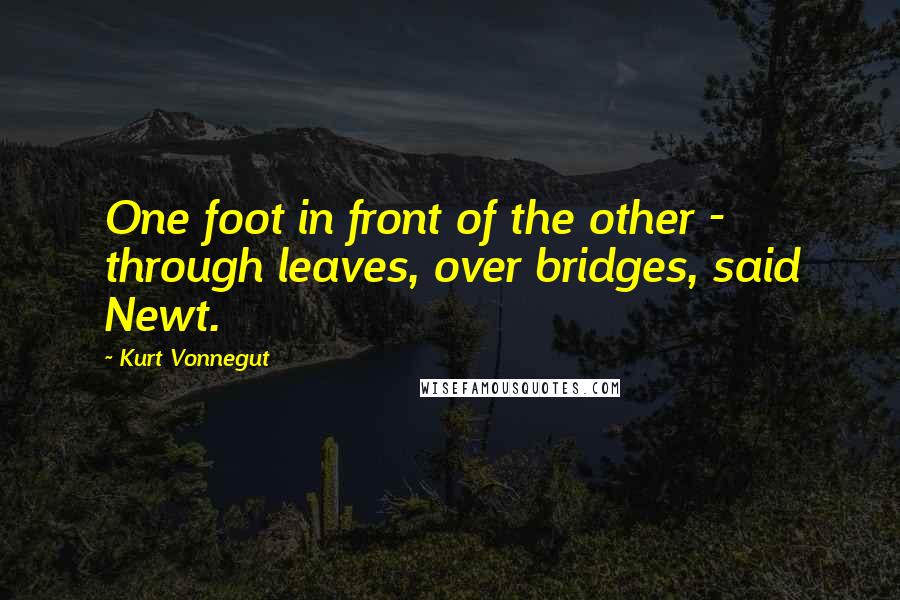 Kurt Vonnegut Quotes: One foot in front of the other - through leaves, over bridges, said Newt.