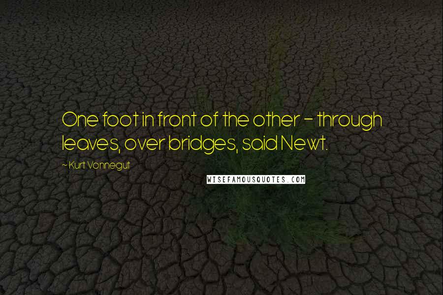 Kurt Vonnegut Quotes: One foot in front of the other - through leaves, over bridges, said Newt.