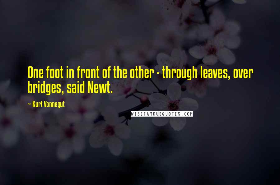 Kurt Vonnegut Quotes: One foot in front of the other - through leaves, over bridges, said Newt.